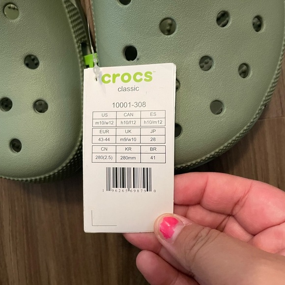 CROCS Classic Clogs Green Slippers with Ventilation Holes and Pivoting Strap -10 - Picture 3 of 8